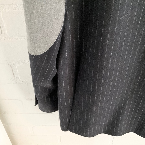 Paoletti x Marzotto Men’s/Unisex Blazer Pinstripe Elbow patches Navy/Gray Sz 44R - Picture 14 of 15